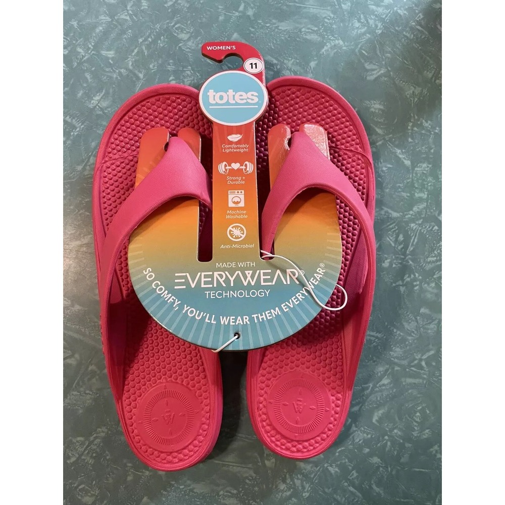 Totes Everywear Women Beach Sandal Slip on Thong Pink Size 11 New w/ Tags